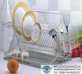 Stainless steel folding dish & bowl rack 