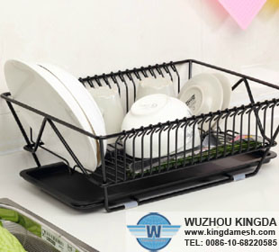 Powder coated stainless steel dish drainer