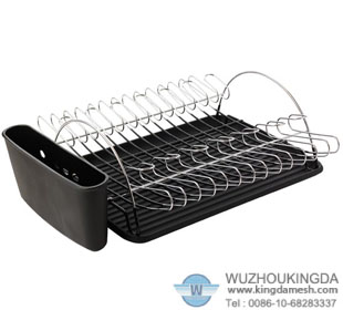Wire dish drainer with tray